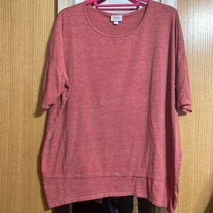 LuLaRoe Large Red short sleeve shirt with 2 tier bottom and round neck